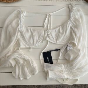 SOLD White Fox Boutique Sheer Perfection Crop top White Small